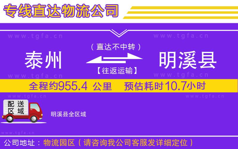 泰州到明溪縣物流專線