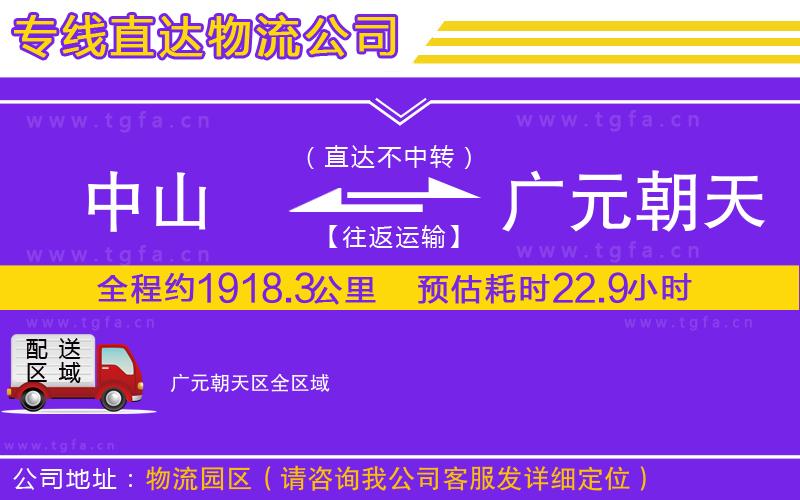 中山到廣元朝天區(qū)物流專線