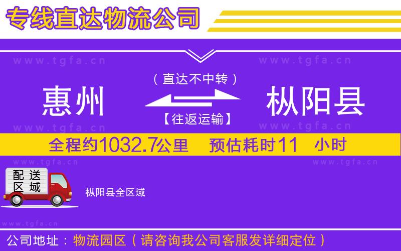 惠州到樅陽縣物流公司