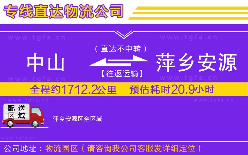 中山到萍鄉(xiāng)安源區(qū)物流公司