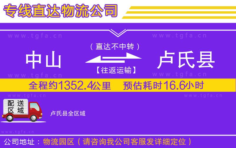中山到盧氏縣物流公司