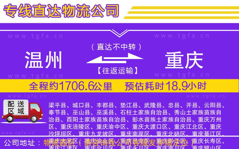 溫州到重慶物流專線